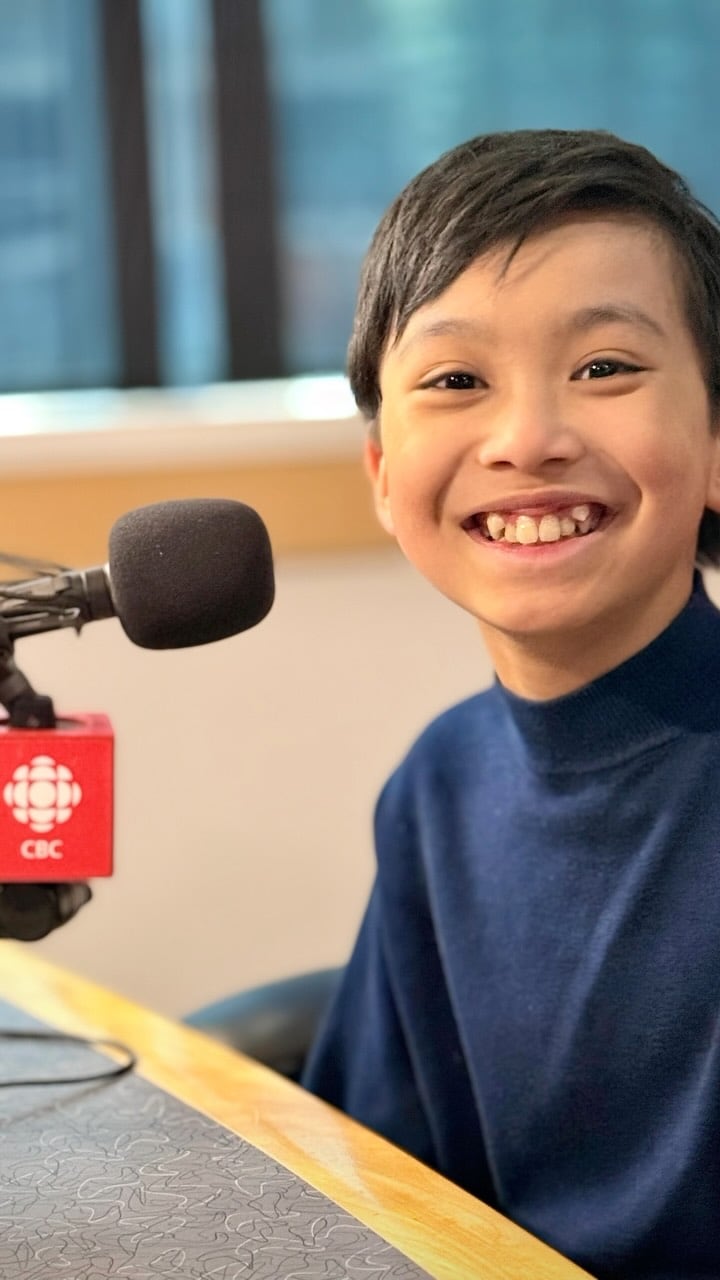 Lucas Yao in the CBC Radio studio