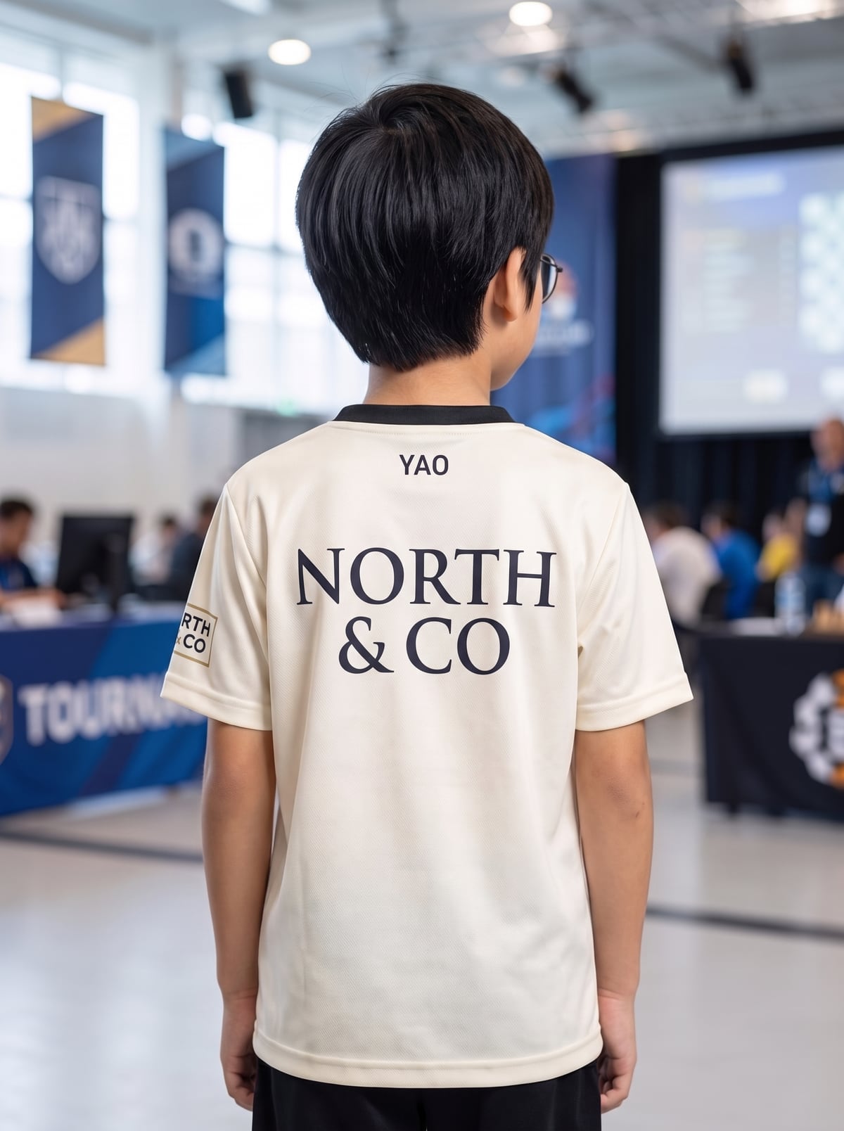 Concept render of the jersey's back — name across the shoulders above the back partner mark
